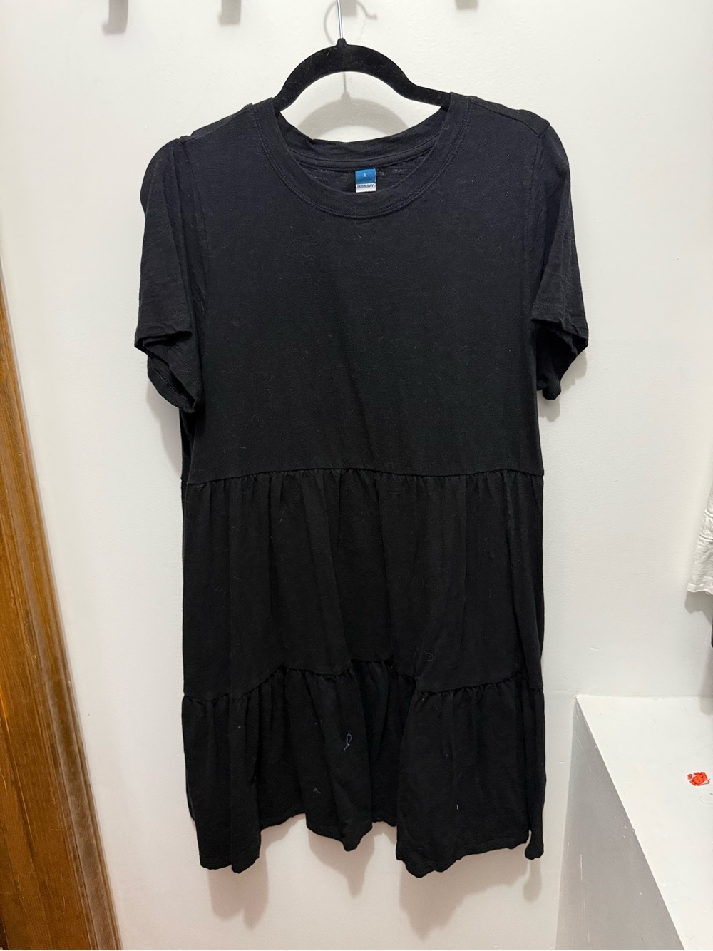 Old Navy Black Tiered Short Sleeve tshirt Dress